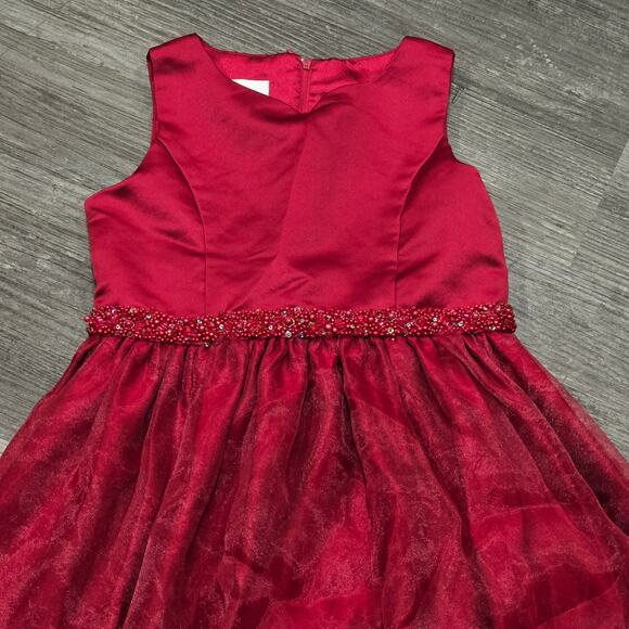 Cinderella Red Sleeveless Beaded Holiday Formal Girl's Dress - Picture 2 of 10